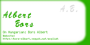 albert bors business card